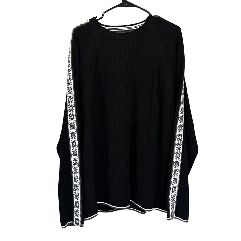 Eddie Bauer Men's XXL Black Snowflake Heavy Knit Sweater Pullover Crewneck